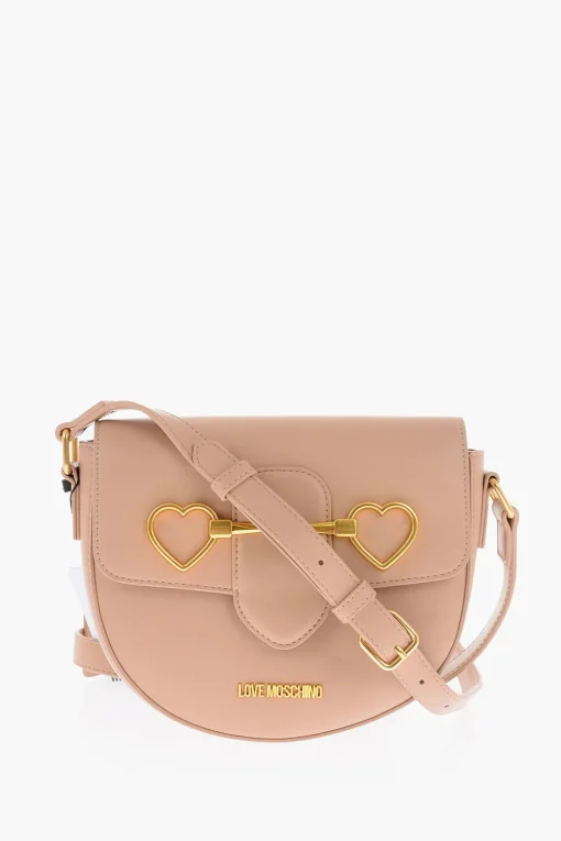 Fashion LOVE Borsa a Spalla in Ecopelle con Morsetto a Cuore Dorato Donna Borse A Spalla
