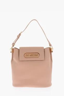 LOVE borsa a spalla in ecopelle con logo dorato>Moschino Sale