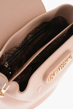 LOVE borsa a spalla in ecopelle con logo dorato></noscript>Moschino Sale