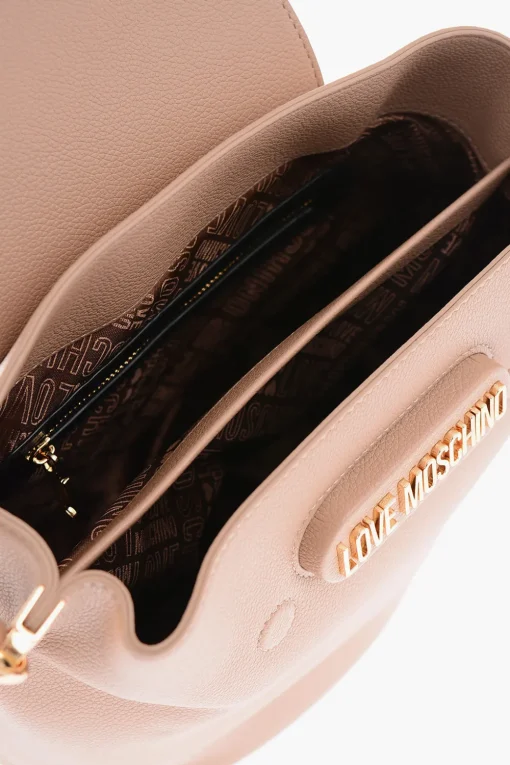 LOVE borsa a spalla in ecopelle con logo dorato>Moschino Sale