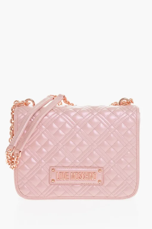LOVE Borsa a Spalla in Ecopelle Trapuntata Effetto Lame' con Catena>Moschino Hot