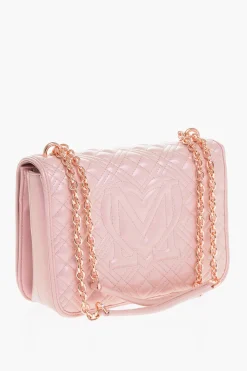 LOVE Borsa a Spalla in Ecopelle Trapuntata Effetto Lame' con Catena>Moschino Hot