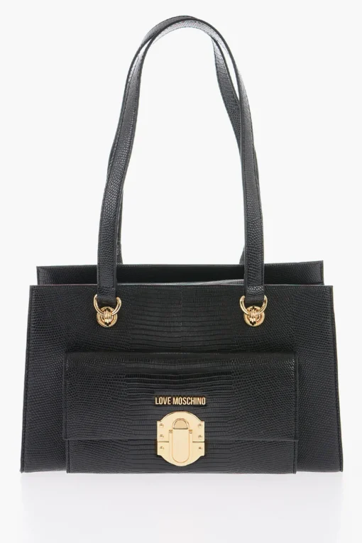 LOVE Borsa a Spalla in Ecopelle con Dettagli Dorati>Moschino Discount