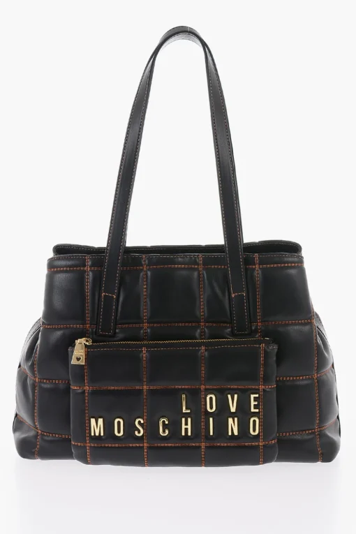 LOVE Borsa a Spalla in Ecopelle Trapuntata con Logo Dorato>Moschino Outlet