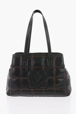 LOVE Borsa a Spalla in Ecopelle Trapuntata con Logo Dorato></noscript>Moschino Outlet