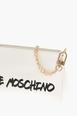LOVE Borsa a Spalla in Pelle Martellata con Logo Stampato></noscript>Moschino Clearance