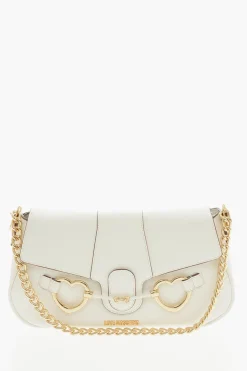 LOVE Borsa a Spalla In Pelle Vegan Martellata con Morsetto Frontale>Moschino Outlet