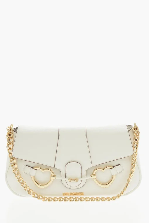 LOVE Borsa a Spalla In Pelle Vegan Martellata con Morsetto Frontale>Moschino Outlet