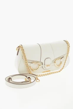 LOVE Borsa a Spalla In Pelle Vegan Martellata con Morsetto Frontale></noscript>Moschino Outlet
