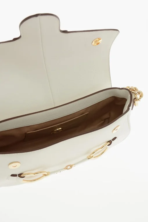 LOVE Borsa a Spalla In Pelle Vegan Martellata con Morsetto Frontale>Moschino Outlet