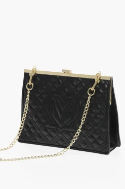 Outlet LOVE Borsa a Spalla Trapuntata in Ecopelle con Dettagli Dorati Donna Borse A Spalla