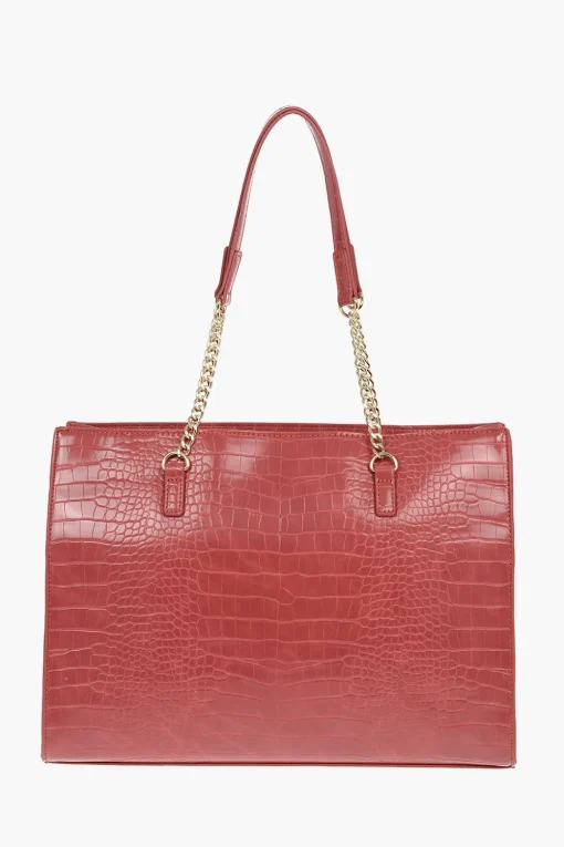 Outlet LOVE Borsa a Tote in Ecopelle Effetto Coccodrillo con Dettagli Dorati Donna Borse A Mano
