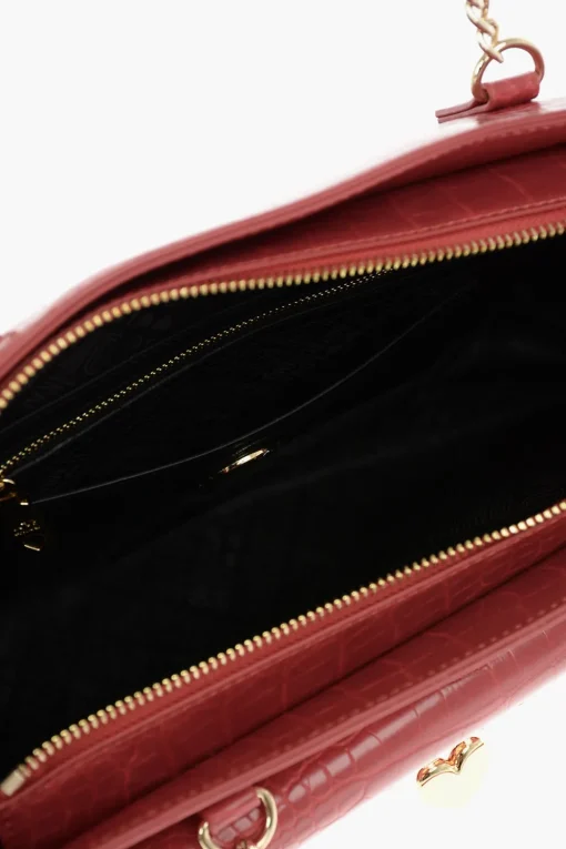 Outlet LOVE Borsa a Tote in Ecopelle Effetto Coccodrillo con Dettagli Dorati Donna Borse A Mano