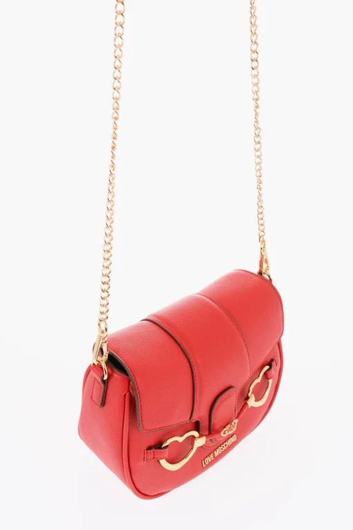 Clearance LOVE Borsa a Tracolla BIG HEARTBIT in Ecopelle con Morsetti Dorati Donna Borse A Spalla