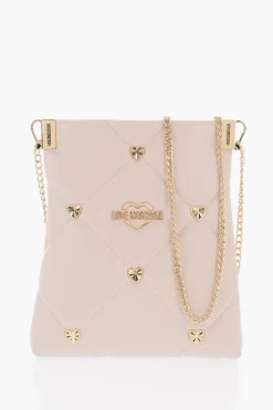 LOVE Borsa a Tracolla in Ecopelle Trapuntata con Borchie Gioiello a Forma di Cuore>Moschino Online