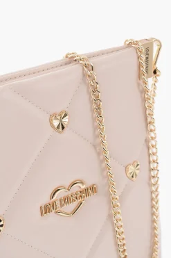 LOVE Borsa a Tracolla in Ecopelle Trapuntata con Borchie Gioiello a Forma di Cuore>Moschino Online