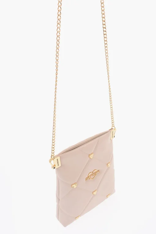 LOVE Borsa a Tracolla in Ecopelle Trapuntata con Borchie Gioiello a Forma di Cuore>Moschino Online