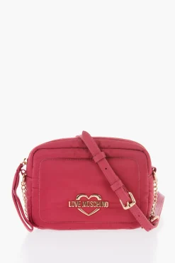 Hot LOVE Borsa a Tracolla in Nylon con Logo Dorato Donna Borse A Spalla