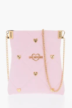 Discount LOVE Borsa a Tracolla in Ecopelle con Cuoricini Dorati All-Over Donna Borse A Spalla