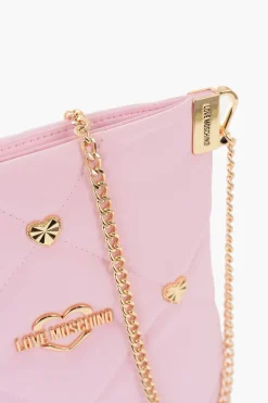 Discount LOVE Borsa a Tracolla in Ecopelle con Cuoricini Dorati All-Over Donna Borse A Spalla