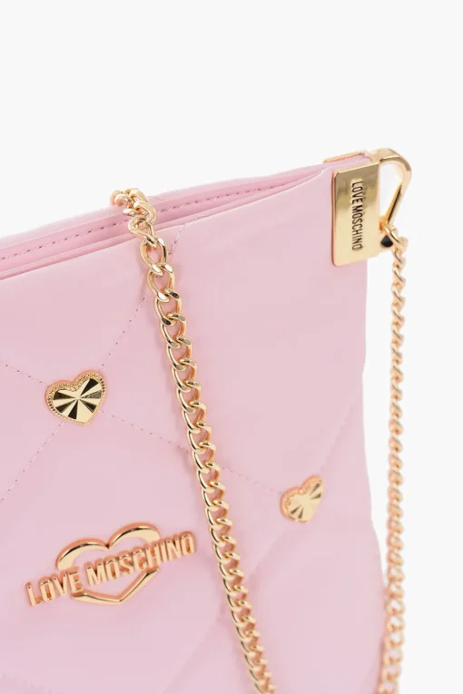 Discount LOVE Borsa a Tracolla in Ecopelle con Cuoricini Dorati All-Over Donna Borse A Spalla