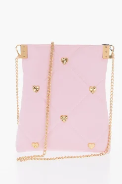 Discount LOVE Borsa a Tracolla in Ecopelle con Cuoricini Dorati All-Over Donna Borse A Spalla