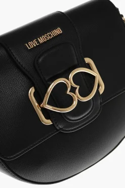 Discount LOVE Borsa a Tracolla in Ecopelle con Doppio Cuore in Metallo Donna Borse A Spalla