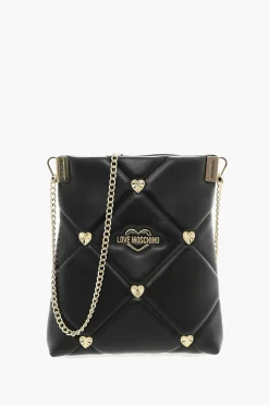 Online LOVE Borsa a Tracolla in Ecopelle Trapuntata con Borchie Gioiello a Forma di Cuore Donna Borse A Spalla
