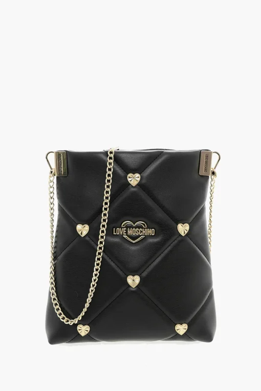 Online LOVE Borsa a Tracolla in Ecopelle Trapuntata con Borchie Gioiello a Forma di Cuore Donna Borse A Spalla