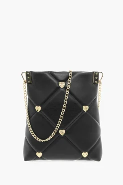 Online LOVE Borsa a Tracolla in Ecopelle Trapuntata con Borchie Gioiello a Forma di Cuore Donna Borse A Spalla