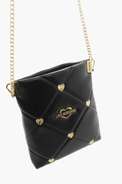 Online LOVE Borsa a Tracolla in Ecopelle Trapuntata con Borchie Gioiello a Forma di Cuore Donna Borse A Spalla