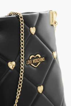 Online LOVE Borsa a Tracolla in Ecopelle Trapuntata con Borchie Gioiello a Forma di Cuore Donna Borse A Spalla