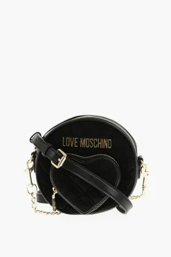 LOVE Borsa a Tracolla Rotonda in Ecopelle e Tessuto con Tasca a Forma di Cuore>Moschino Online