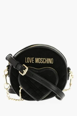 LOVE Borsa a Tracolla Rotonda in Ecopelle e Tessuto con Tasca a Forma di Cuore>Moschino Online