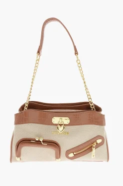 LOVE Borsa Handle in Tessuto Intrecciato con Rifiniture in Ecopelle Effetto Coccodrillo>Moschino Discount