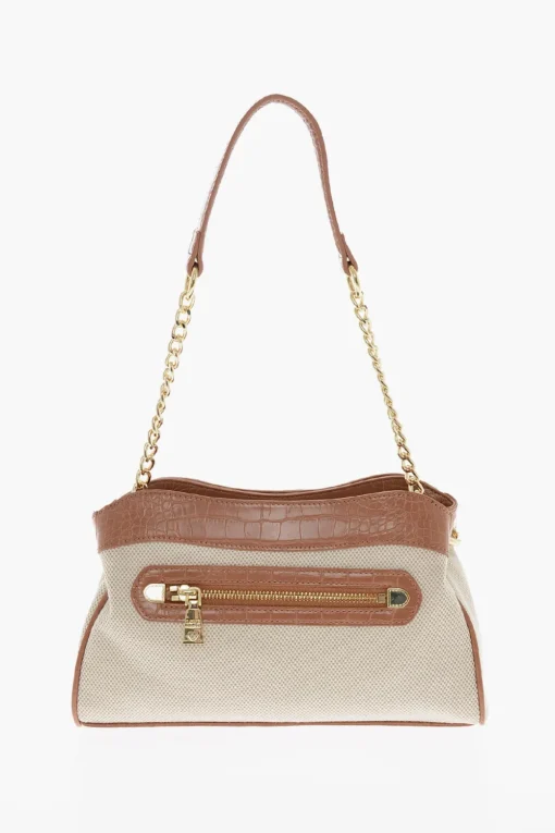 LOVE Borsa Handle in Tessuto Intrecciato con Rifiniture in Ecopelle Effetto Coccodrillo>Moschino Discount