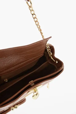 LOVE Borsa Handle in Tessuto Intrecciato con Rifiniture in Ecopelle Effetto Coccodrillo></noscript>Moschino Discount