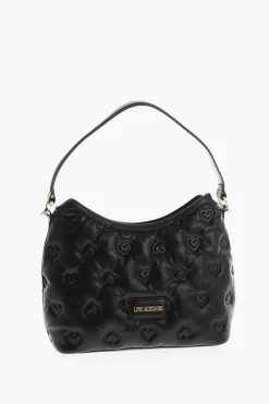 LOVE Borsa Hobo in Ecopelle con Cuori in Rilievo All Over>Moschino Discount