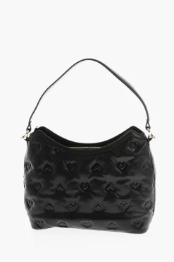 LOVE Borsa Hobo in Ecopelle con Cuori in Rilievo All Over>Moschino Discount