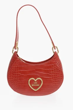 Sale LOVE Borsa Hobo in Ecopelle Effetto Coccodrillo con Cuore Dorato Donna Borse A Spalla