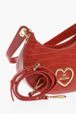 Sale LOVE Borsa Hobo in Ecopelle Effetto Coccodrillo con Cuore Dorato Donna Borse A Spalla