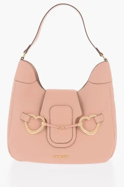 LOVE Borsa Hobo in Ecopelle Martellata con Maxi Morsetto a Forma di Cuore>Moschino New
