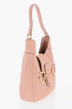 LOVE Borsa Hobo in Ecopelle Martellata con Maxi Morsetto a Forma di Cuore>Moschino New