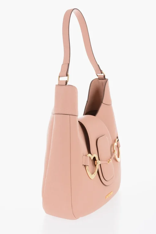 LOVE Borsa Hobo in Ecopelle Martellata con Maxi Morsetto a Forma di Cuore>Moschino New