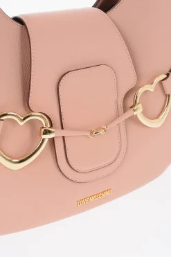 LOVE Borsa Hobo in Ecopelle Martellata con Maxi Morsetto a Forma di Cuore></noscript>Moschino New