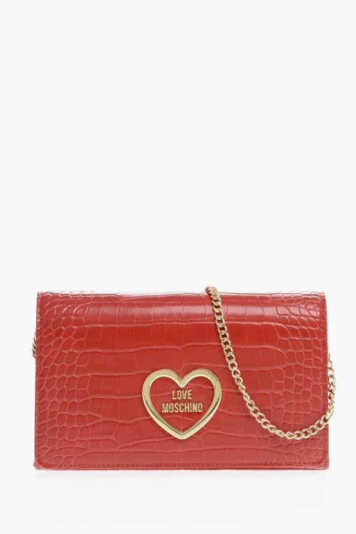 Online LOVE Borsa in Ecopelle Effetto Coccodrillo con Tracolla a Catena Donna Borse A Spalla