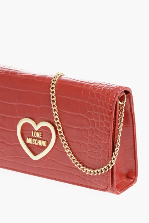 Online LOVE Borsa in Ecopelle Effetto Coccodrillo con Tracolla a Catena Donna Borse A Spalla