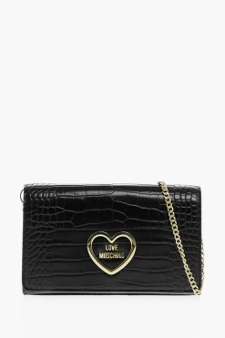 LOVE Borsa in Ecopelle Effetto Coccodrillo con Catena Dorata>Moschino Outlet