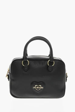 LOVE Borsa in Ecopelle Pelle Saffiano con Logo in Metallo in Tonalità Oro>Moschino Hot
