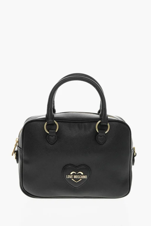 LOVE Borsa in Ecopelle Pelle Saffiano con Logo in Metallo in Tonalità Oro>Moschino Hot